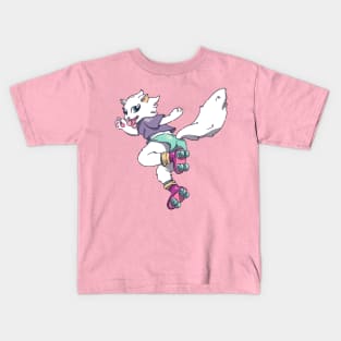 a cat on roller skates Kids T-Shirt